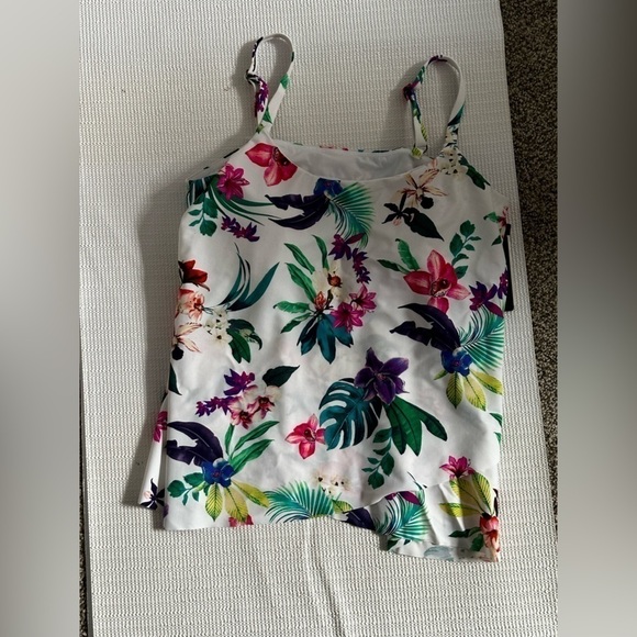 Island Escape Tankini Swimsuit Top Underwire Removable Pads Floral 8 Full Bust - Picture 3 of 13